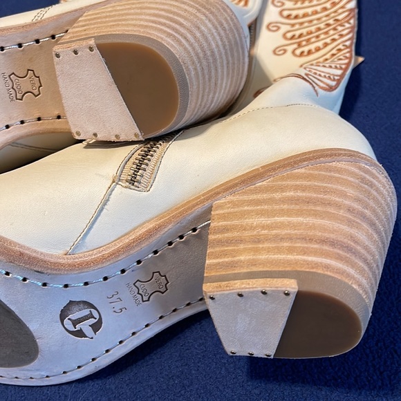 NEW Anthropologie Italian Cowboy boots cream with stitching size 7 (37.5) - Picture 6 of 9